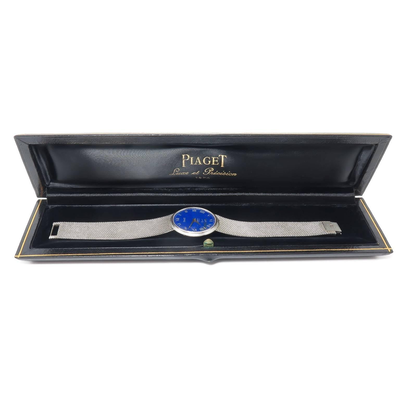 Piaget White Gold Lapis Dial Mechanical Wristwatch 1