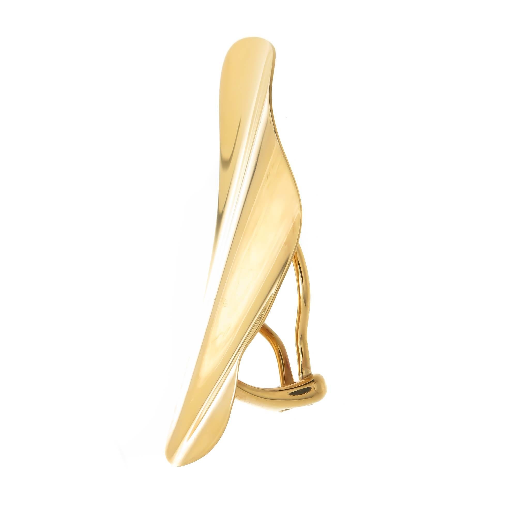 Tiffany & Co. Elsa Peretti Gold Flügel Tide Ohrringe im Zustand „Hervorragend“ in Chicago, IL