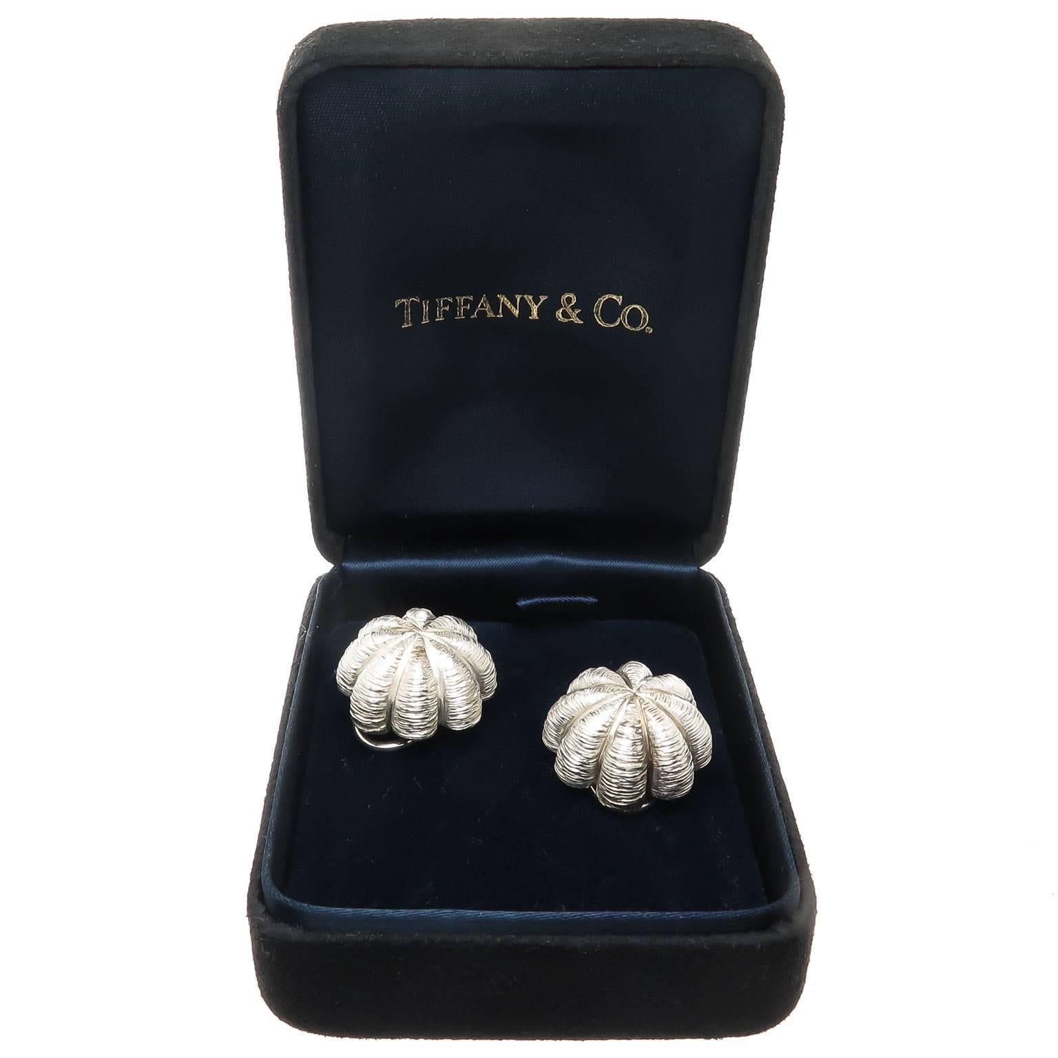 1990s Tiffany & Co. Silver Sea Urchin Earrings  In Excellent Condition In Chicago, IL