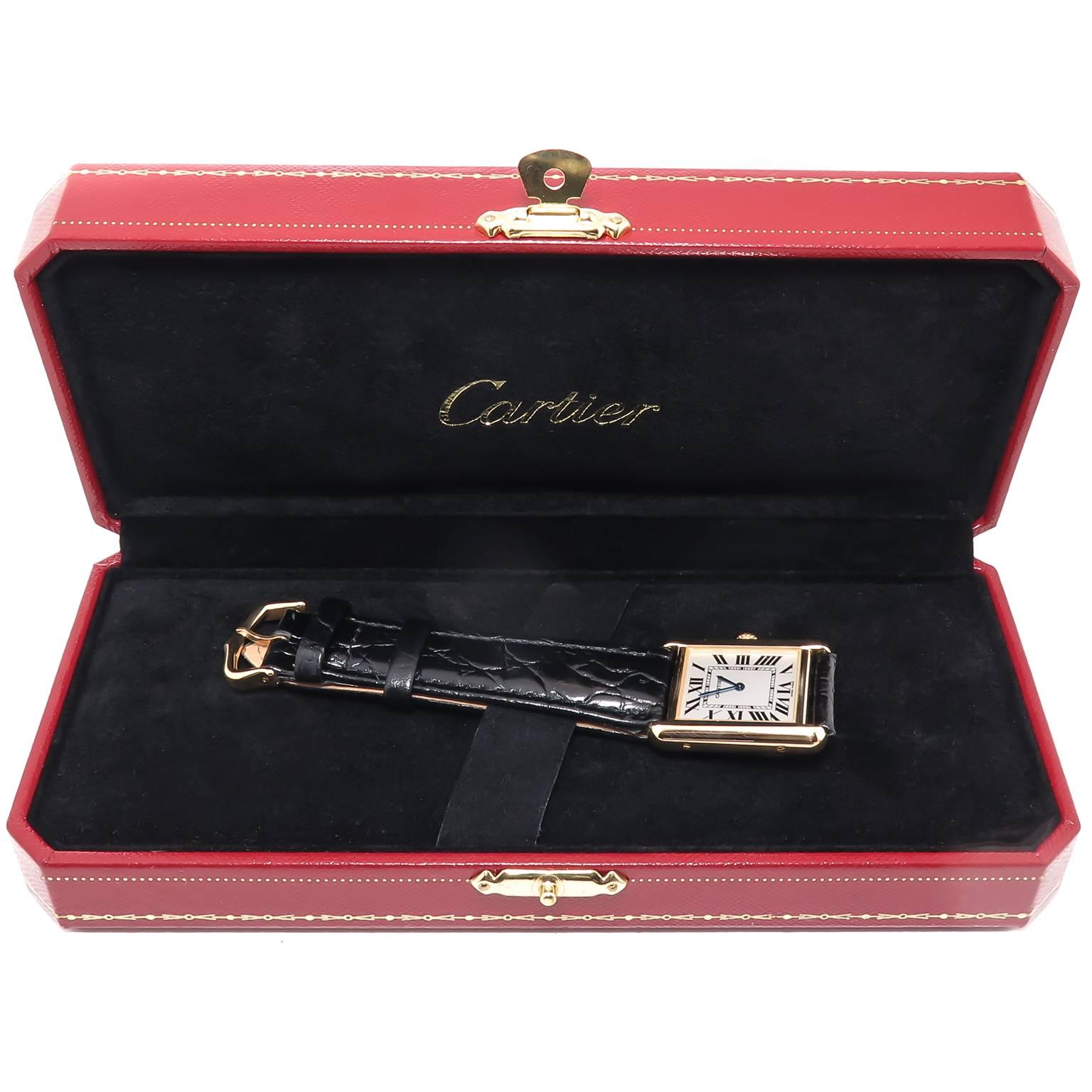 Cartier Yellow Gold Classic Tank Wrist Watch 1