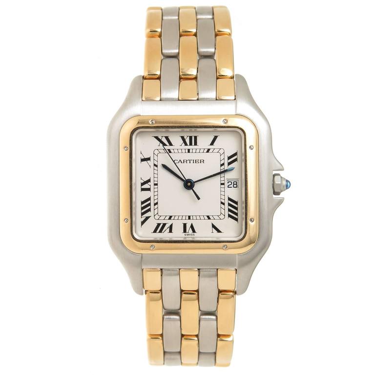 Cartier yellow Gold Stainless Steel Large Panther Quartz Wristwatch at ...