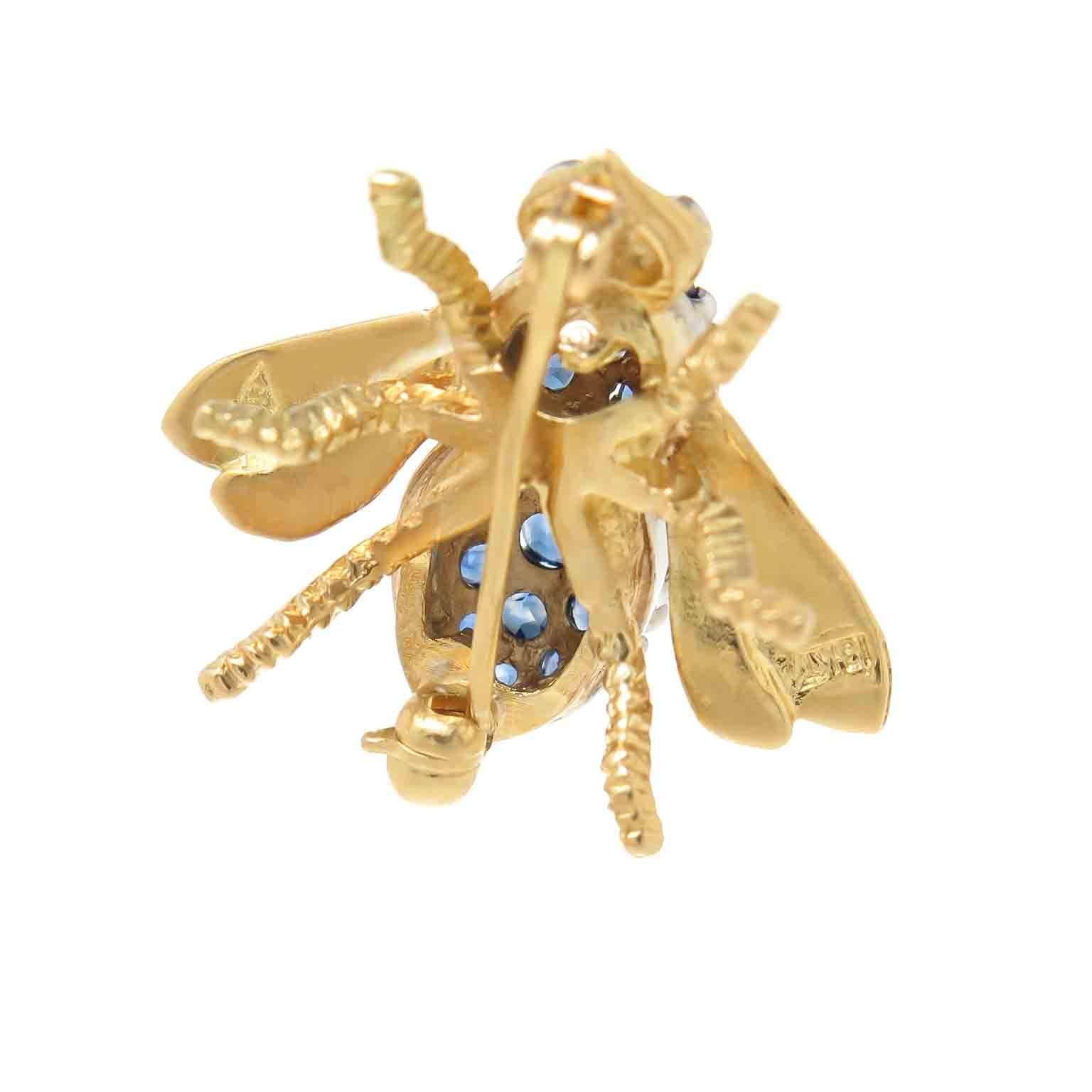 Rosenthal Yellow Gold and Gem Set Bee Pin In Excellent Condition In Chicago, IL