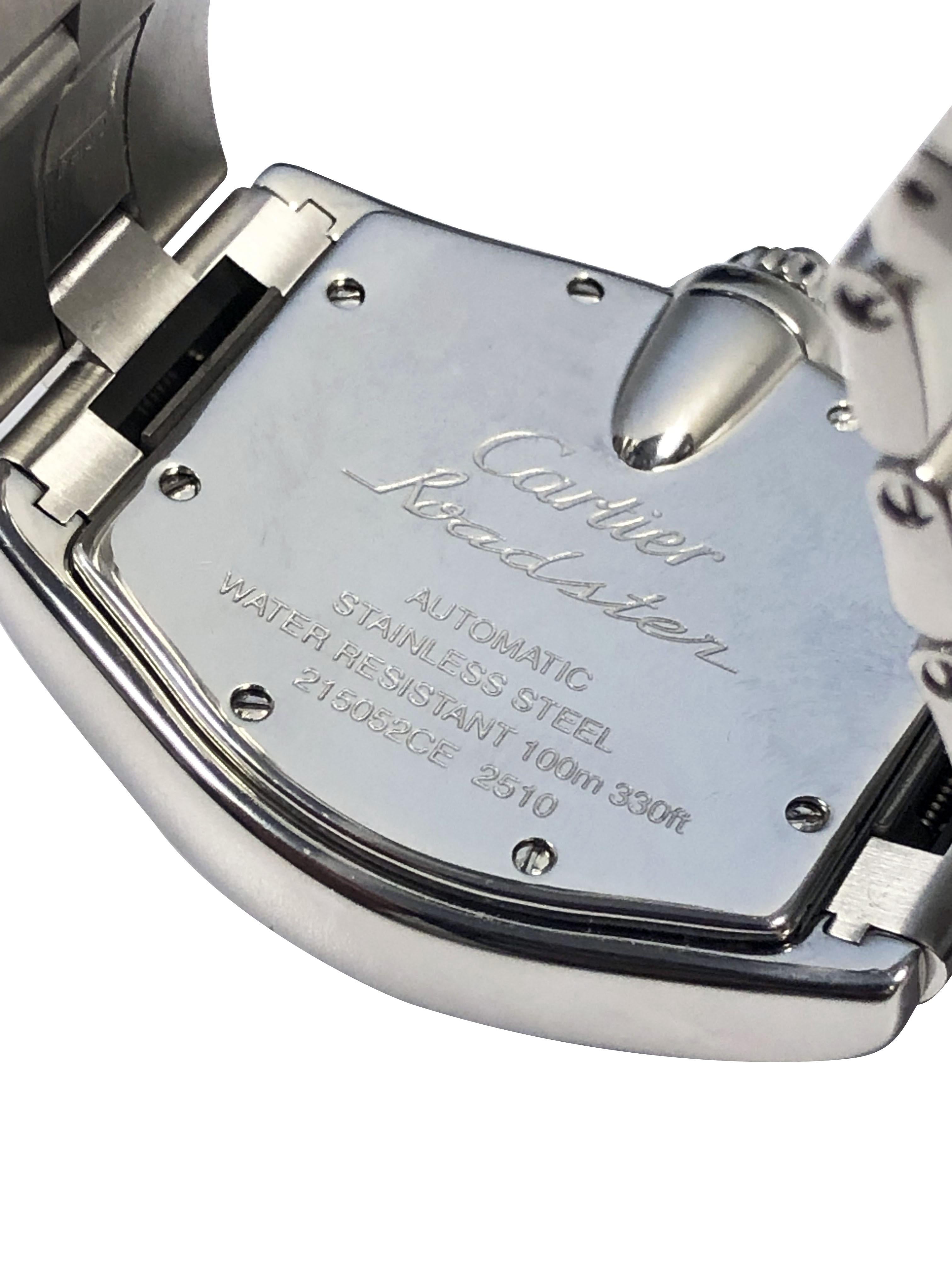 Reloj de pulsera automático grande de acero inoxidable Cartier Roadster Ref 2510 en Excelente estado para la venta en Chicago, IL