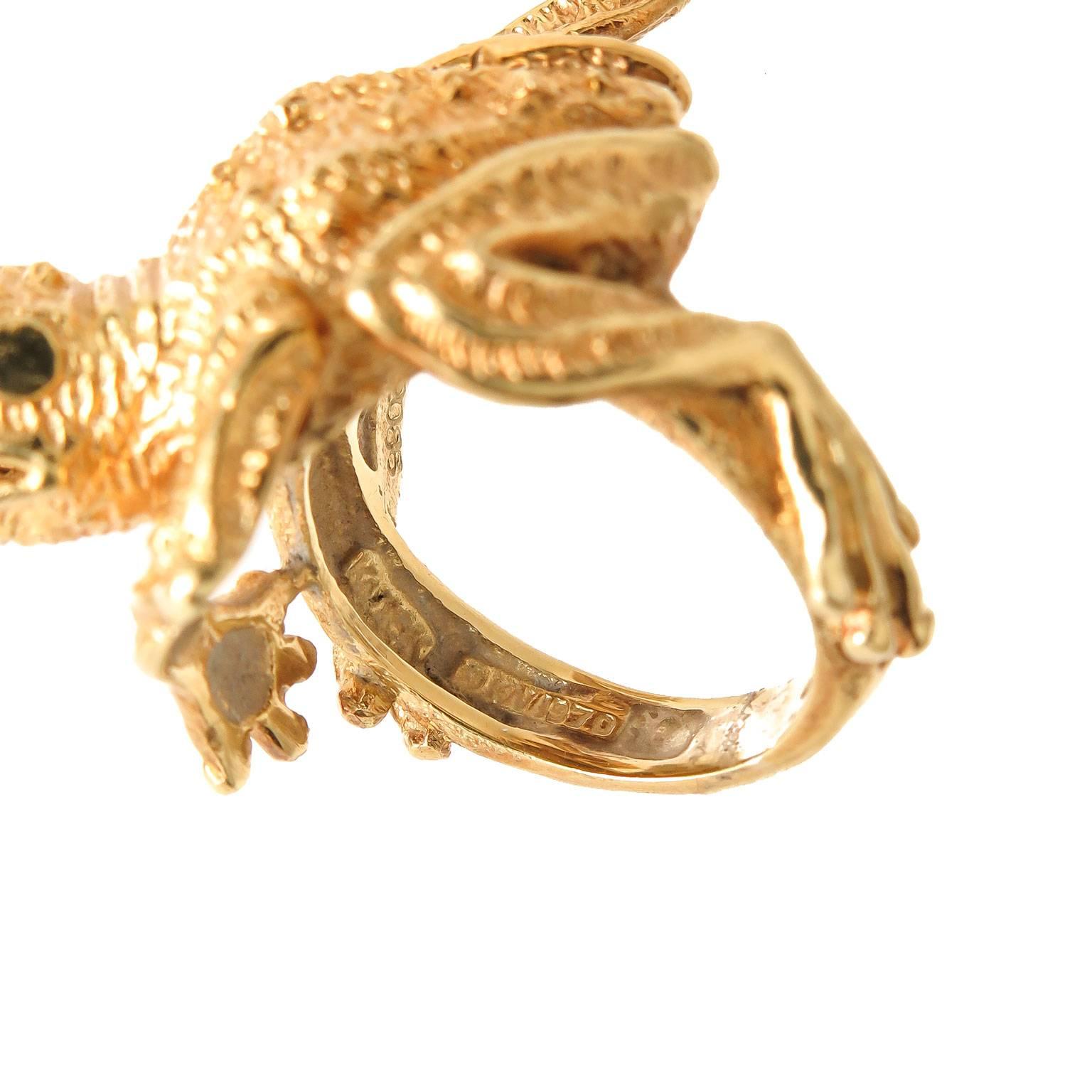 Kurt Wayne Gem Set Yellow Gold Whimsical Frog Ring In Excellent Condition In Chicago, IL