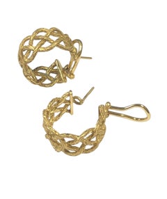Buccallati Yellow Gold Woven Hoop Earrings