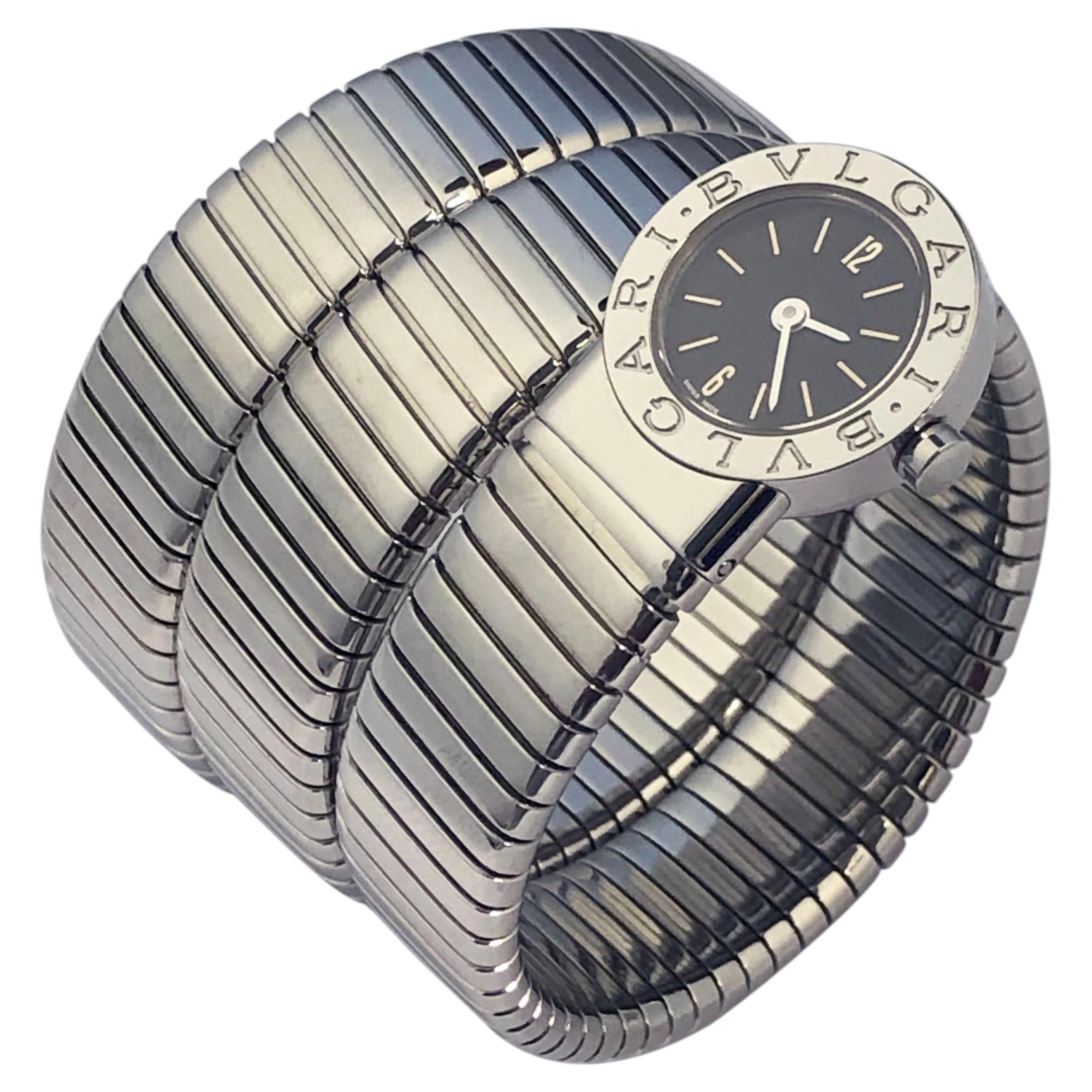 Bulgari Serpenti Tubogas BB 19 1TS Steel Snake Wrap Wrist Watch