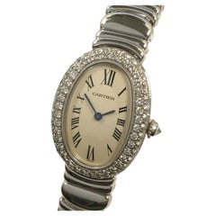 Orologio da polso da donna Cartier Baignoire in oro bianco e diamanti