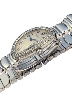 Cartier Baignoire Damenarmbanduhr aus Weißgold mit Diamanten