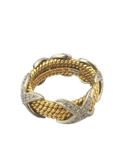 Tiffany & Company Jean Schlumberger 18k Platinum Diamond 4 Row X Ring