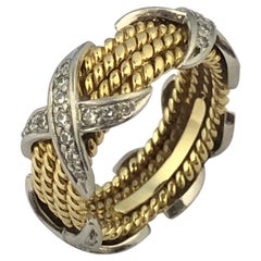 Tiffany & Company Jean Schlumberger 18k Platinum Diamond 4 Row X Ring