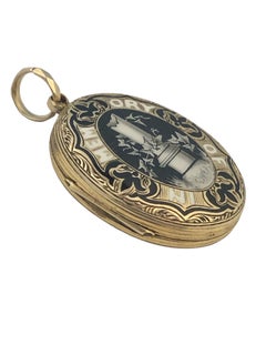 Antique Memorial Mento Gold and Enamel Mourning Locket