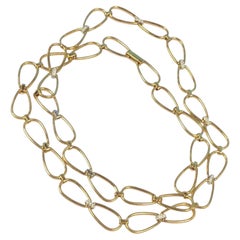 Roberto Coin Large Yellow Gold and Diamond Long Chain