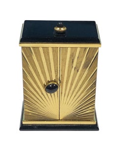 Cartier Triptych Gold Gilt and Enamel Clock with Alarm