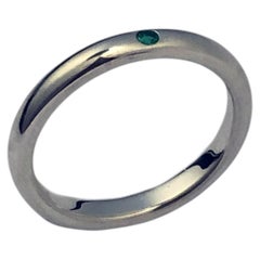 Tiffany & Company Elsa Peretti Sterling and Emerald Stackable Band Ring
