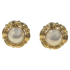 Tiffany & Company Yellow Gold and Mabe Pearl Earrings