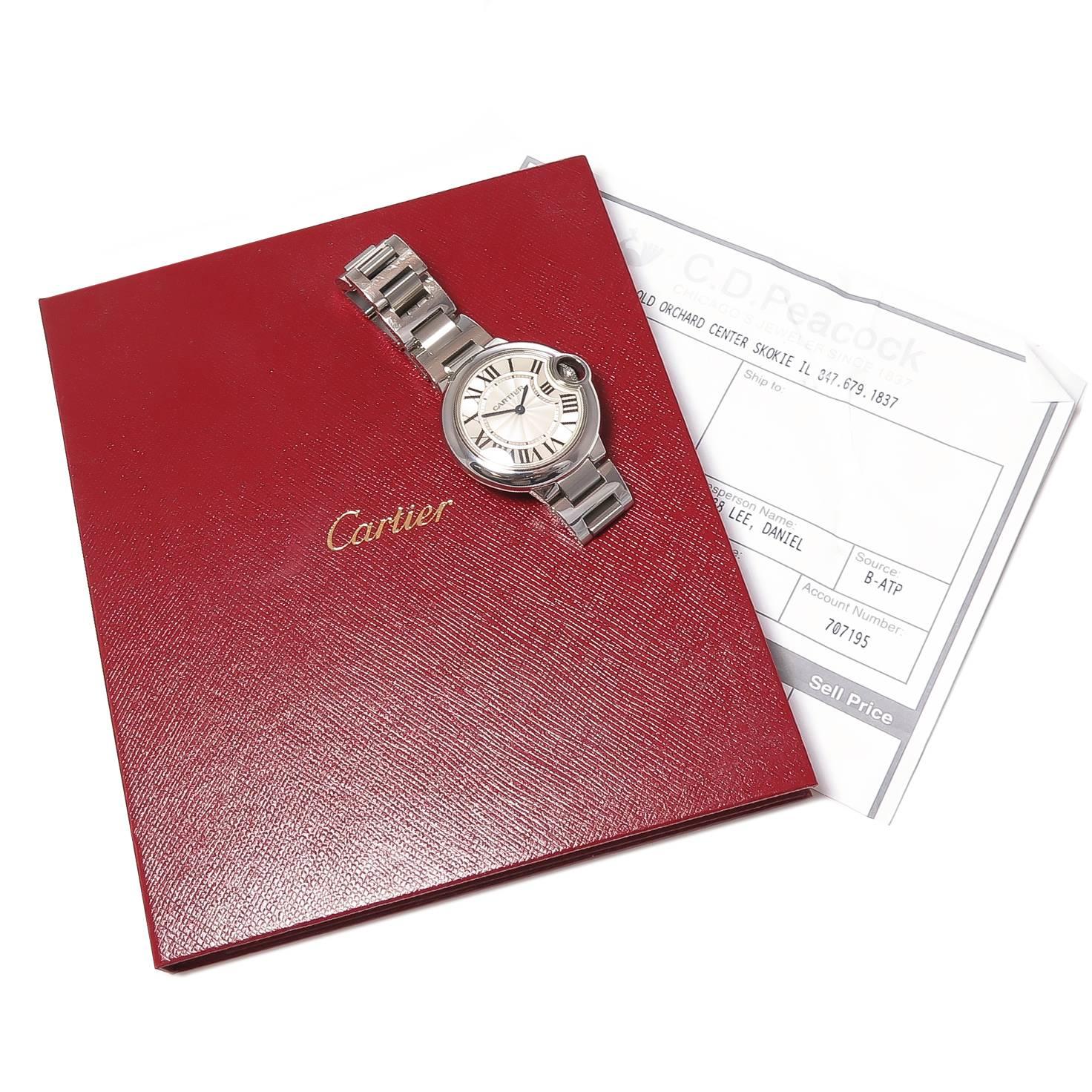 Cartier Stainless Steel Ballon Bleu Mid-Size Quartz Wristwatch 1