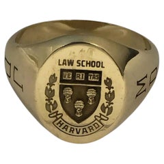 Vintage Harvard Law School Yellow Gold Signet Ring