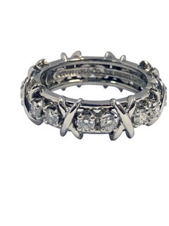 Tiffany & Co. Schlumberger Platinum Diamond 16 stone X Band Ring