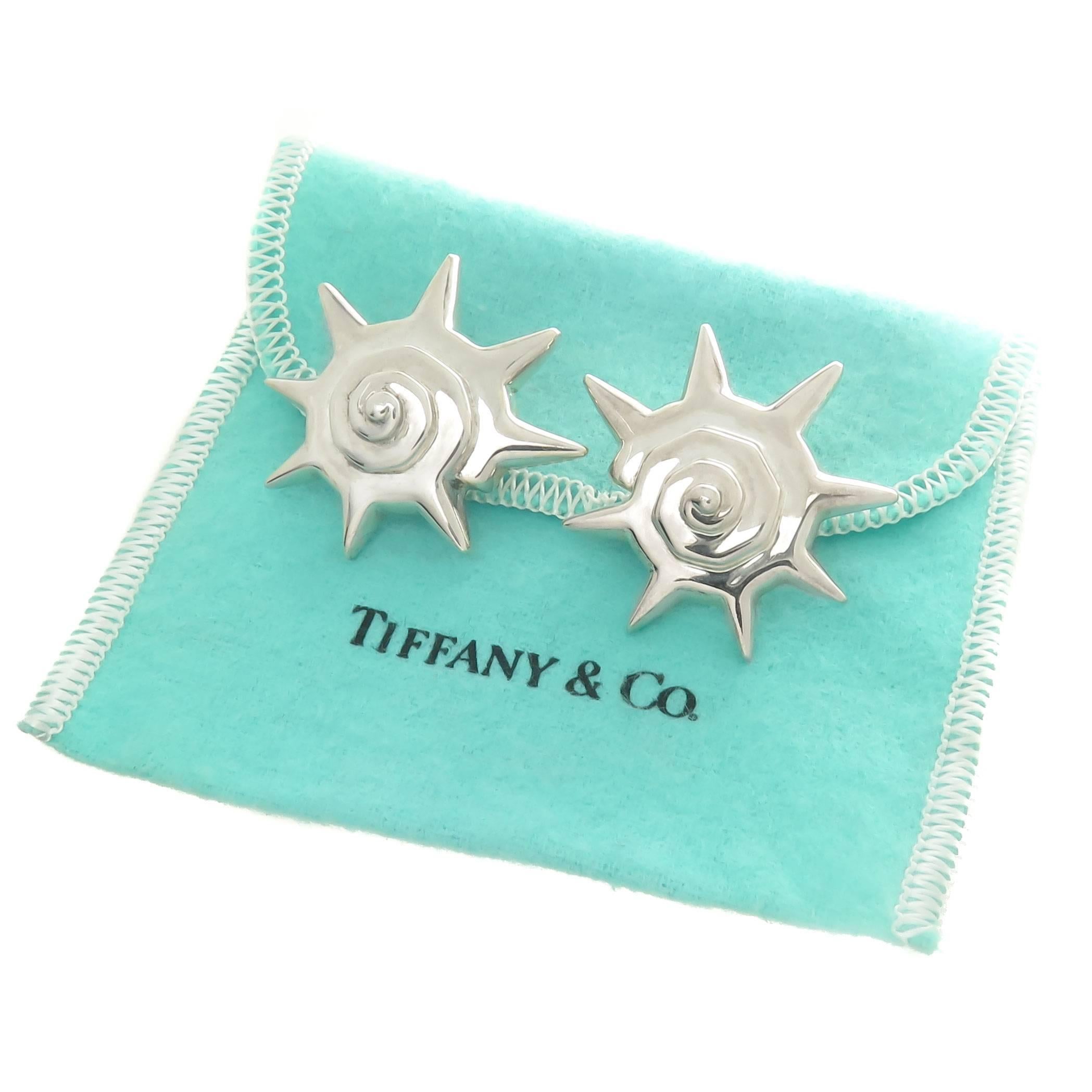 Women's Tiffany & Co. 1980s Sterling Sun Burst Earrings