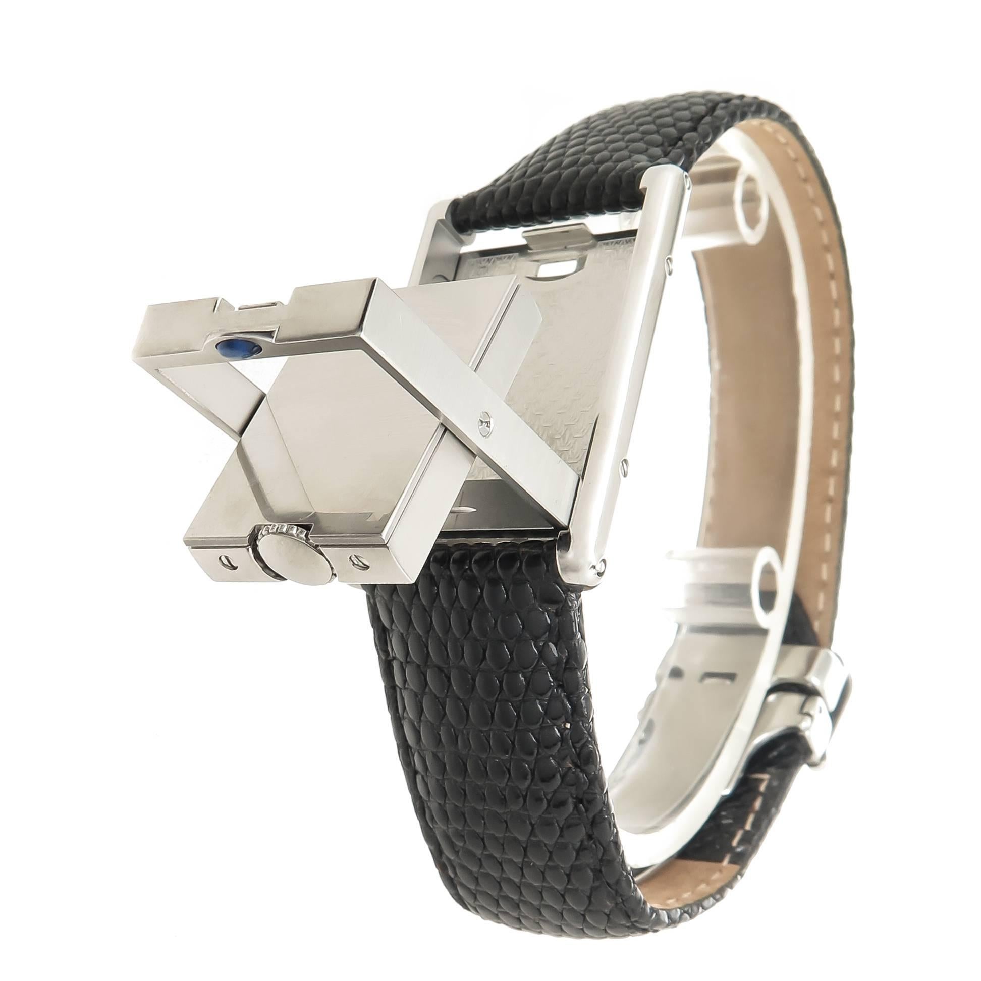 Women's or Men's Cartier Stainless Steel Basculante Quartz Wristwatch, circa 2010