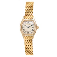 Cartier Ladies Yellow Gold Diamond Tortue Quartz Wristwatch