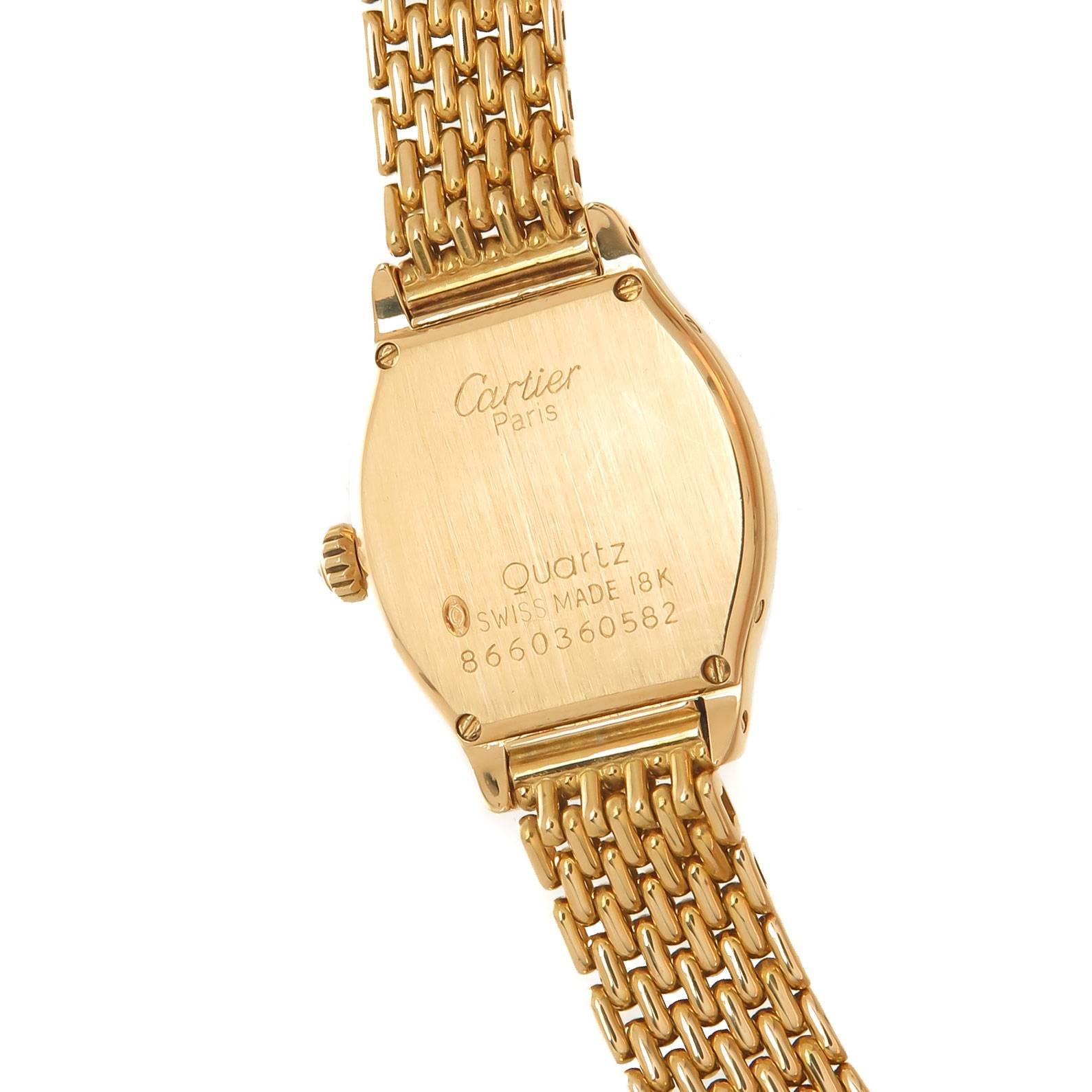Cartier Ladies Yellow Gold Diamond Tortue Quartz Wristwatch In Excellent Condition In Chicago, IL
