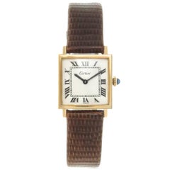 Cartier Gold Plate Tank White Dial Mechanical Wristwatch, 1970s