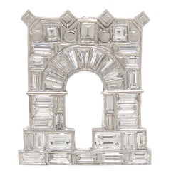 Ghiso Paris Diamond Platinum Arc De Triomphe Clip Brooch