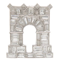 Ghiso Paris Diamond Platinum Arc De Triomphe Clip Brooch