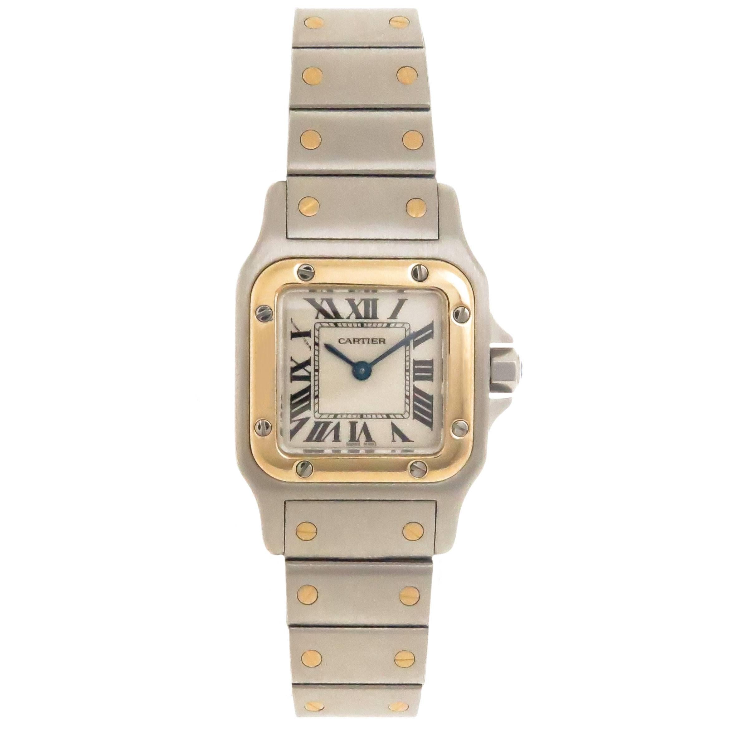 Cartier Ladies Yellow Gold Stainless Steel Santos Quartz Wristwatch