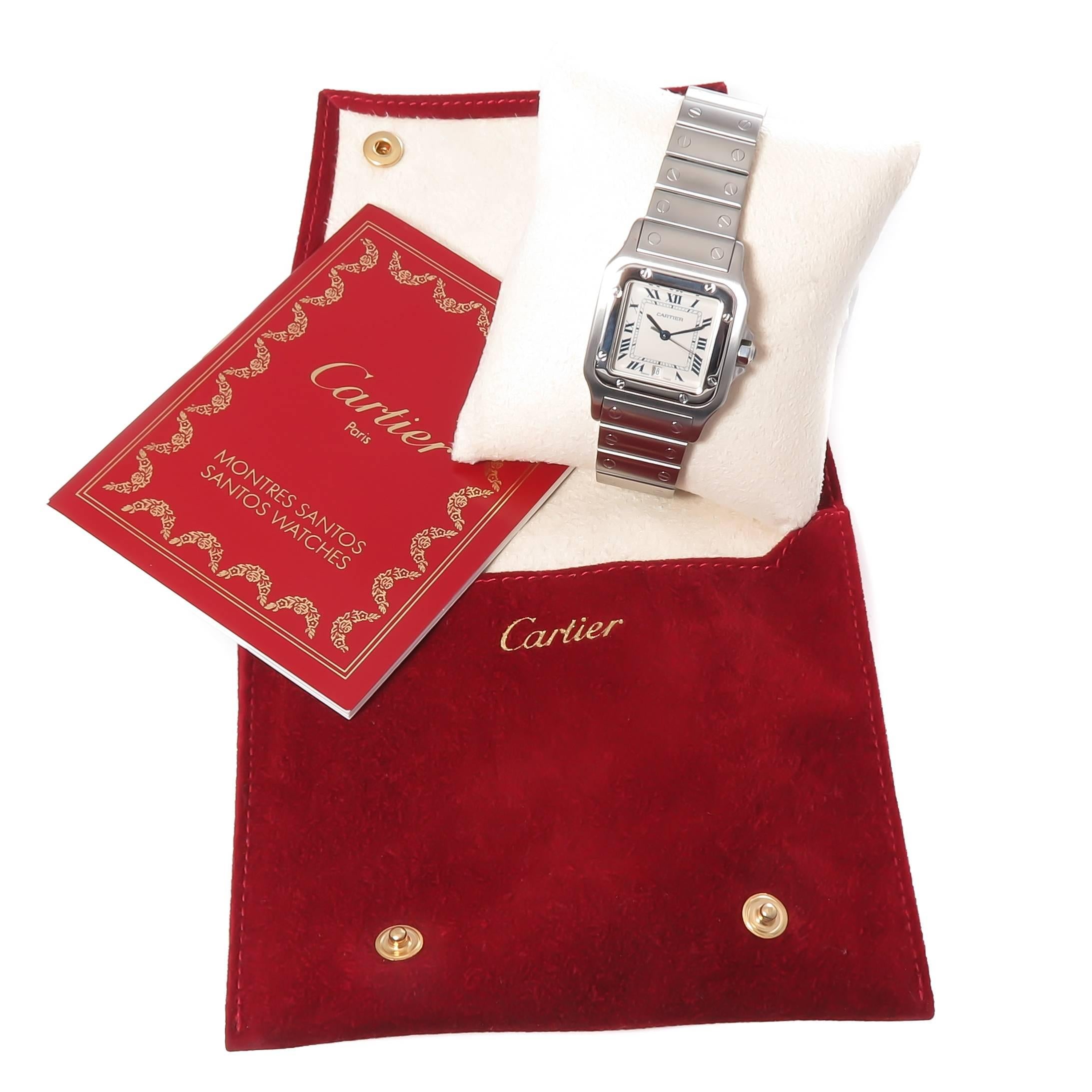 Women's or Men's Cartier Stainless Steel Santos Large Quartz Wristwatch, circa 2000