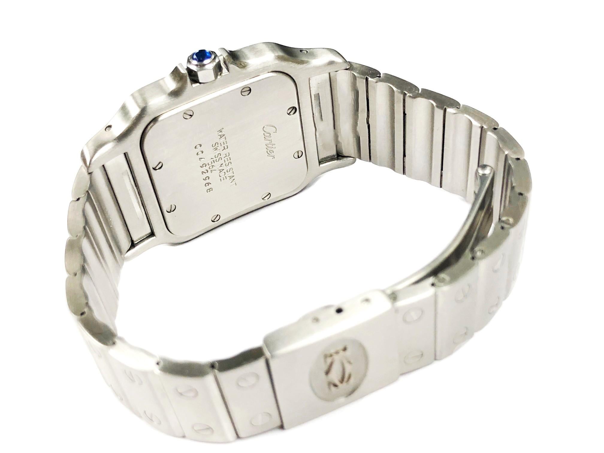 Cartier Stainless Steel Santos Large Quartz Wristwatch, circa 2000 In Excellent Condition In Chicago, IL