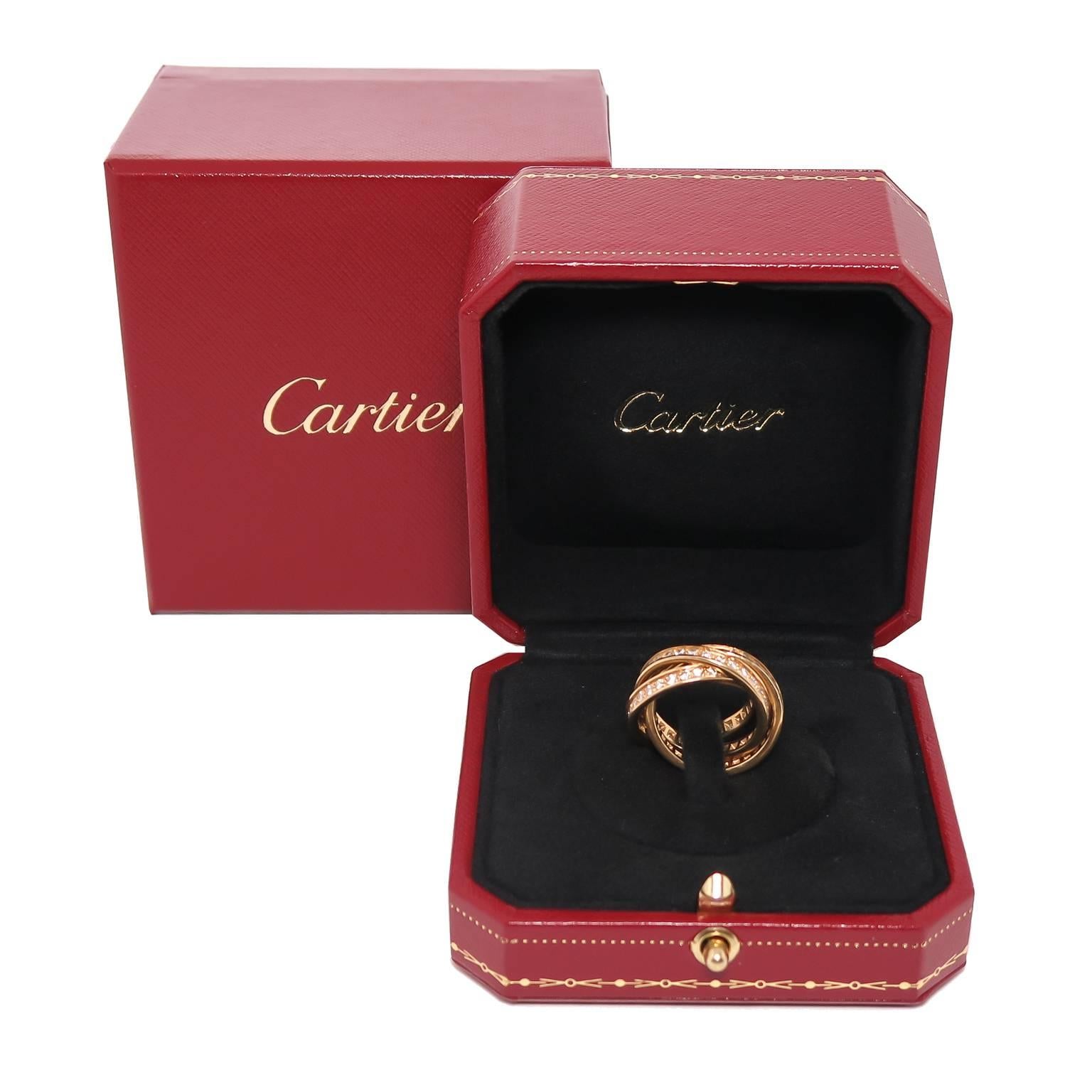 Cartier Yellow Gold and Diamond Trinity 3 Band Ring In Excellent Condition In Chicago, IL