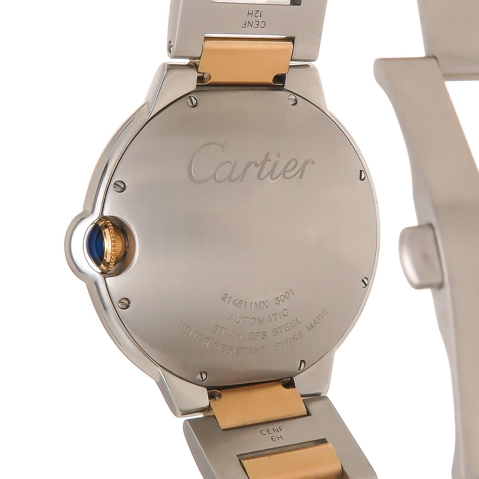 Cartier Yellow Gold Stainless Steel Ballon Bleu Automatic Wristwatch In New Condition In Chicago, IL