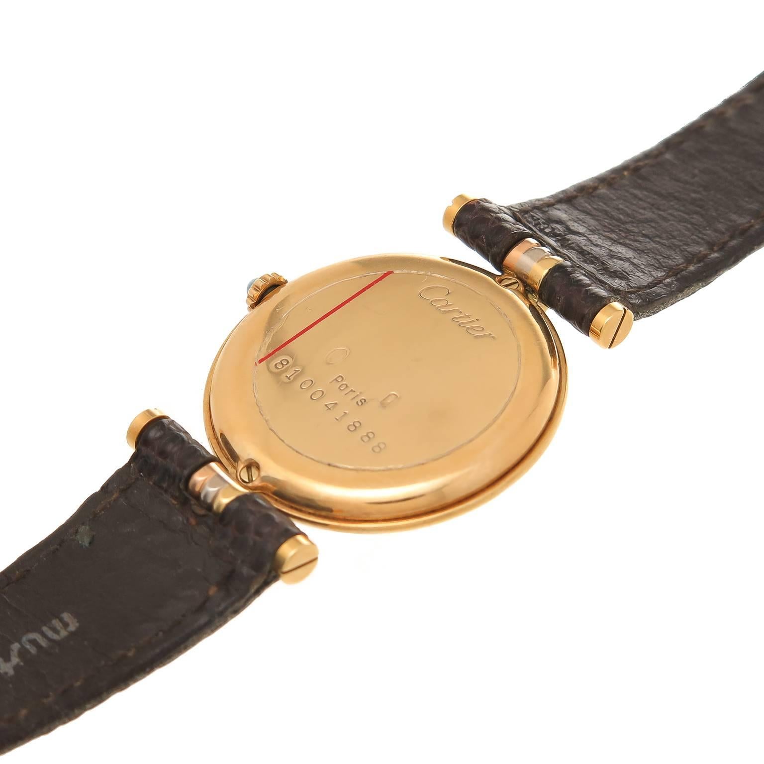 Cartier Lady's Tricolor Gold Vendome Quartz Wristwatch 1