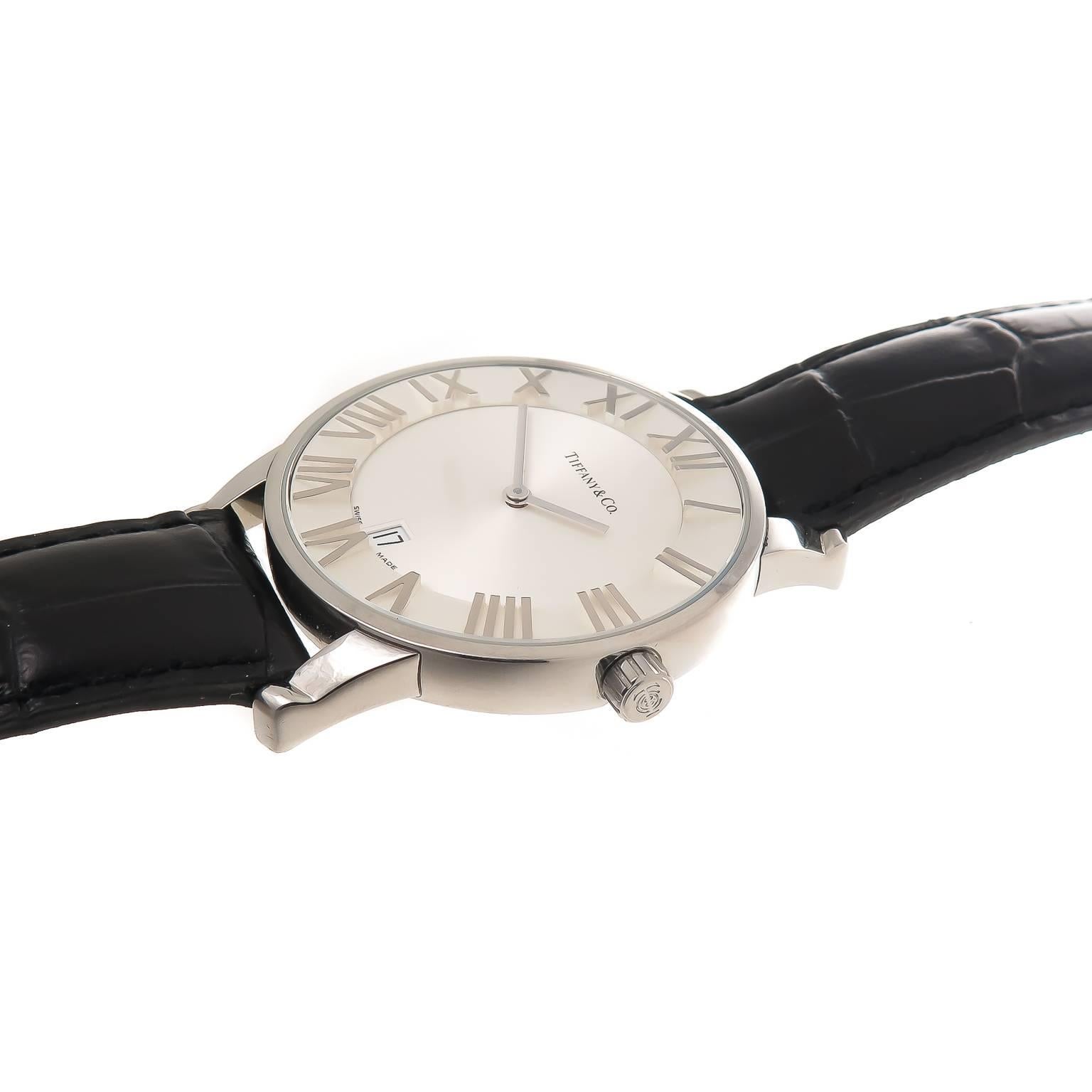 Tiffany & Co. Stainless Steel Atlas Quartz Wristwatch In Excellent Condition In Chicago, IL