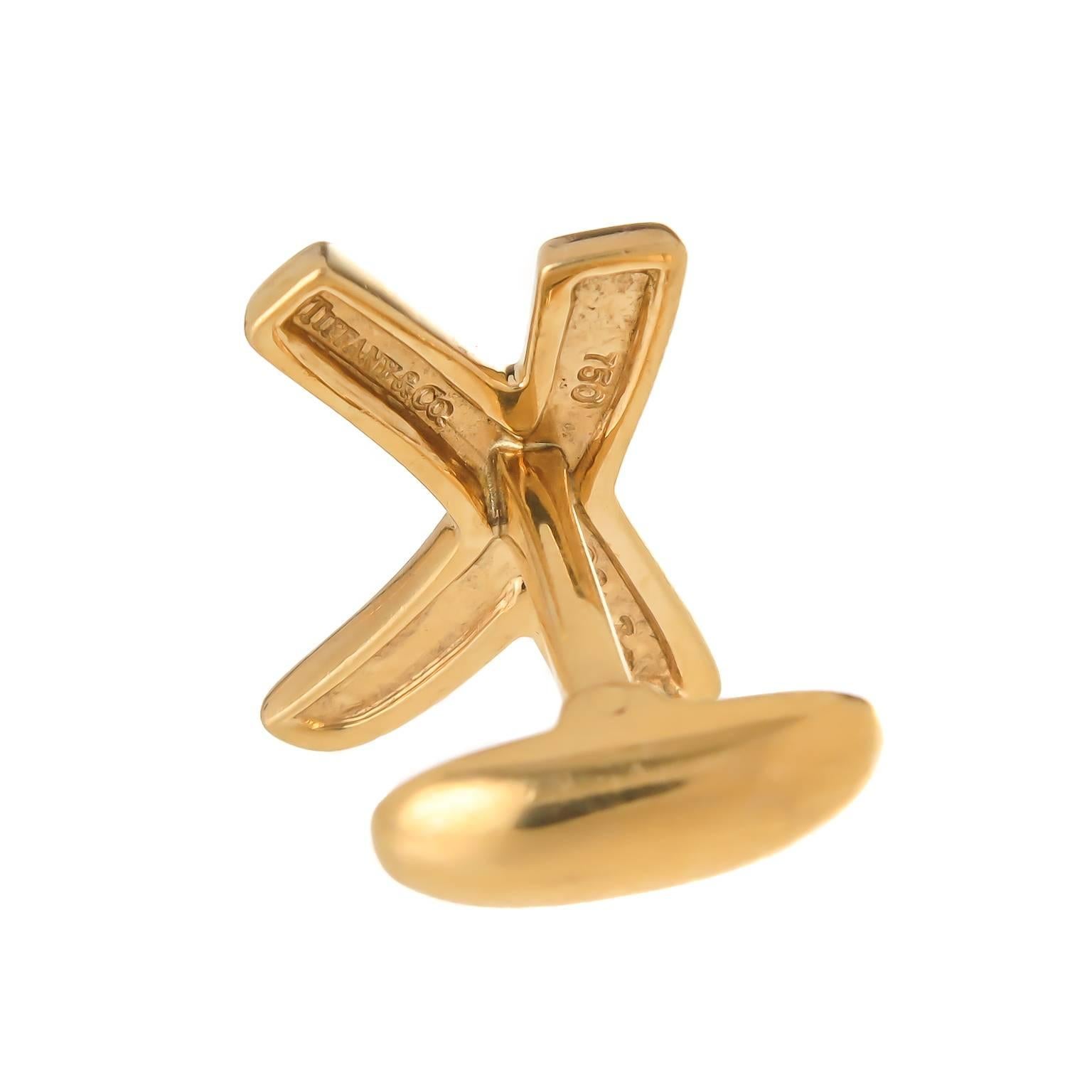 Tiffany & Company Paloma Picasso Classic X  Gold Cuff-links In Excellent Condition In Chicago, IL