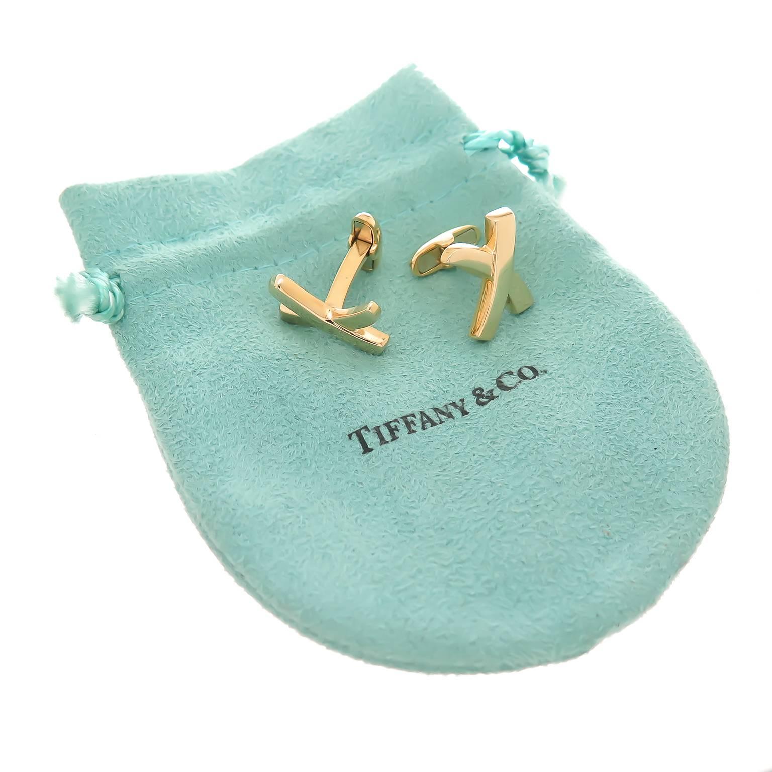 Women's or Men's Tiffany & Company Paloma Picasso Classic X  Gold Cuff-links