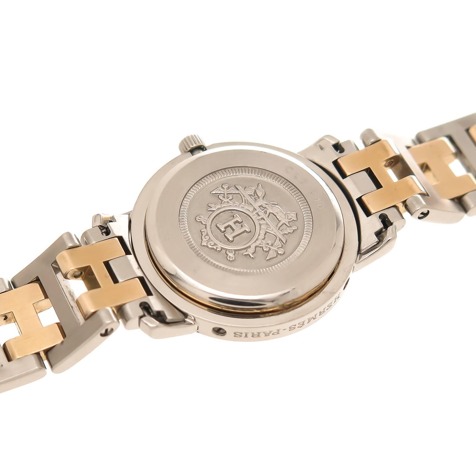  Hermès Montre-bracelet clipper à quartz en acier inoxydable plaqué or pour femme Pour femmes 