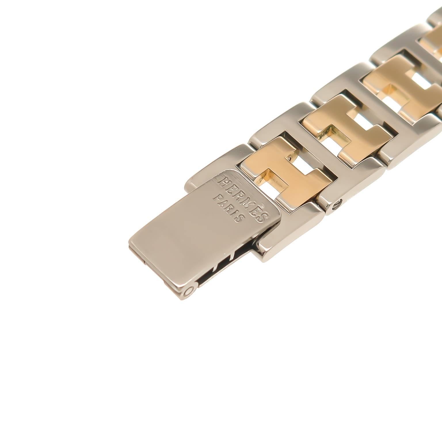 Hermès Montre-bracelet clipper à quartz en acier inoxydable plaqué or pour femme 1