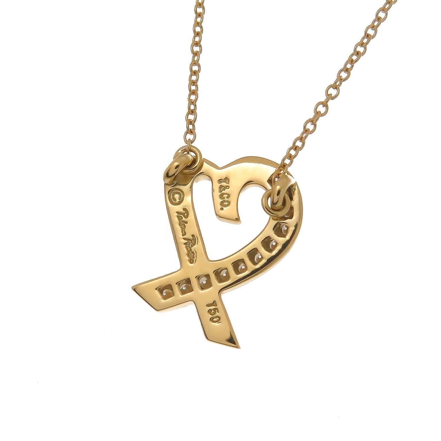 Tiffany  Paloma Picasso Gold and Diamond Heart necklace In Excellent Condition In Chicago, IL