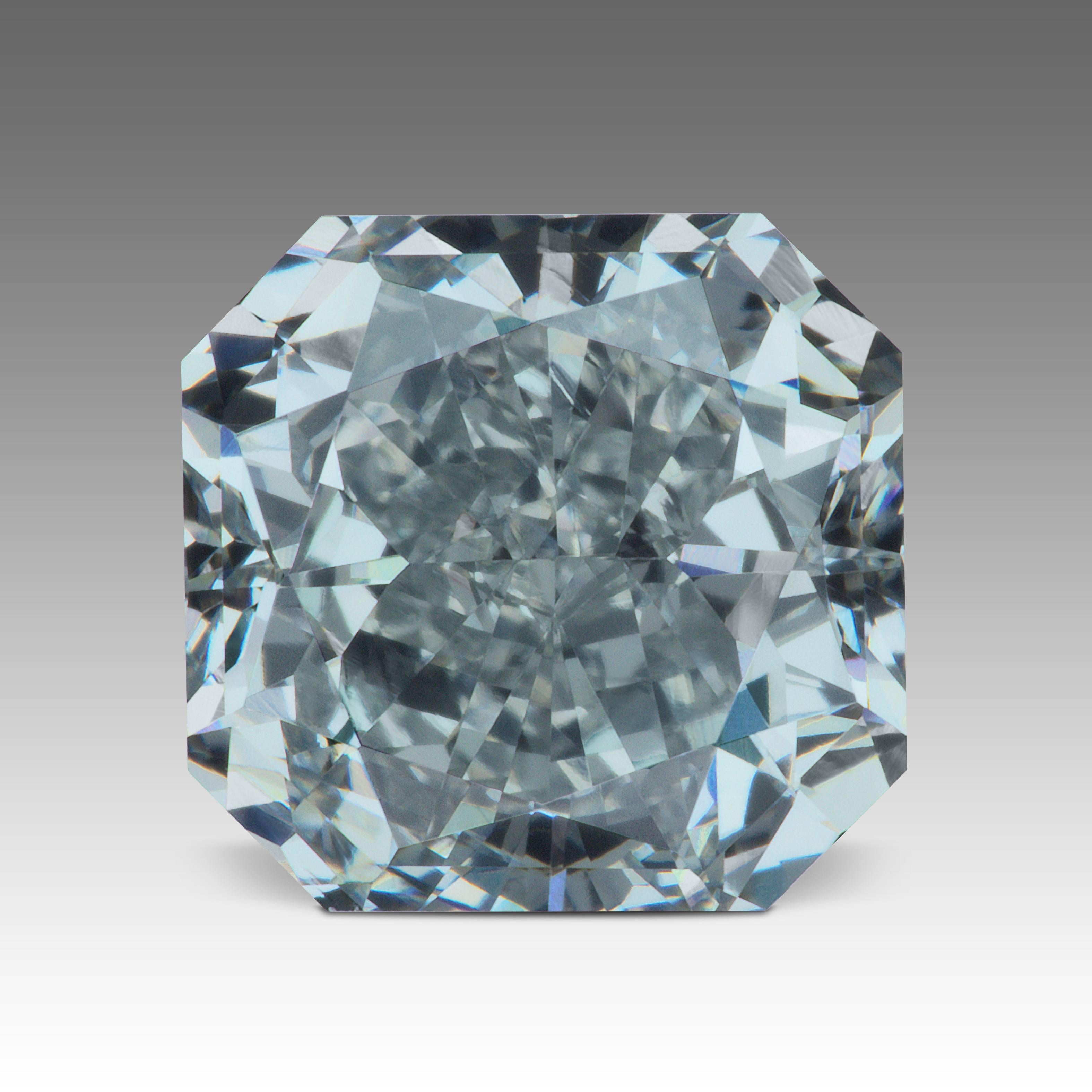 Scarselli Verlobungsring mit GIA-zertifiziertem 1,41 Karat grau-blauem Diamanten im Strahlenschliff (Zeitgenössisch) im Angebot