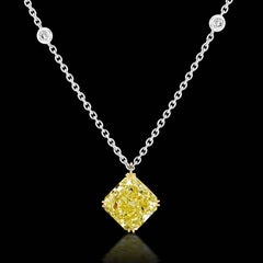 GIA Certified 8 Carat Yellow Radiant Cut Diamond Pendant White Gold