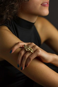 Joan Hornig Gold 'Pop Rocks' Double Shank Cocktail Ring