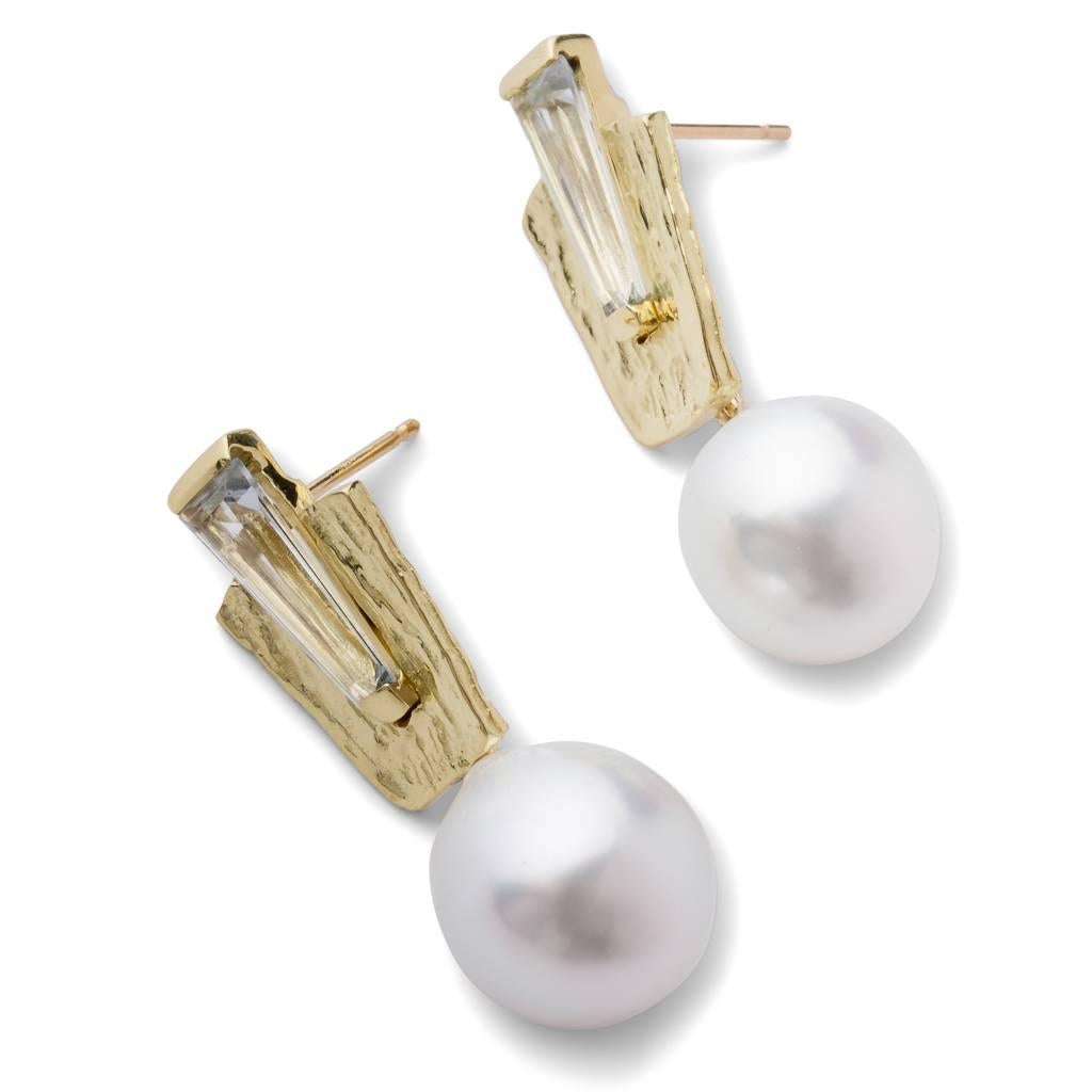 Contemporary Joan Hornig Marquee Earrings with Detachable South Sea Pearl Drops For Sale