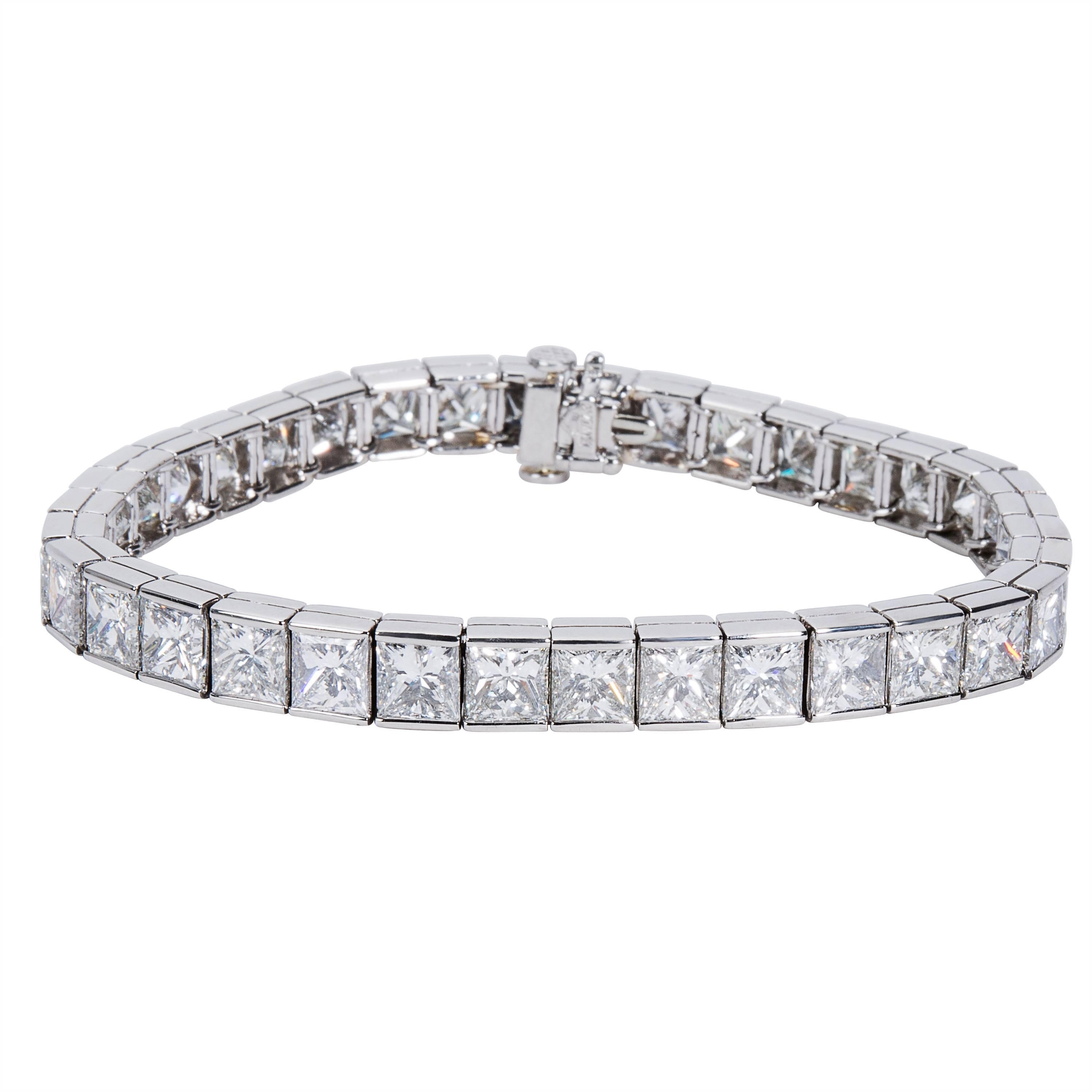 Kwiat Princess Cut Diamond Tennis Bracelet in Platinum (24.89 CTW)