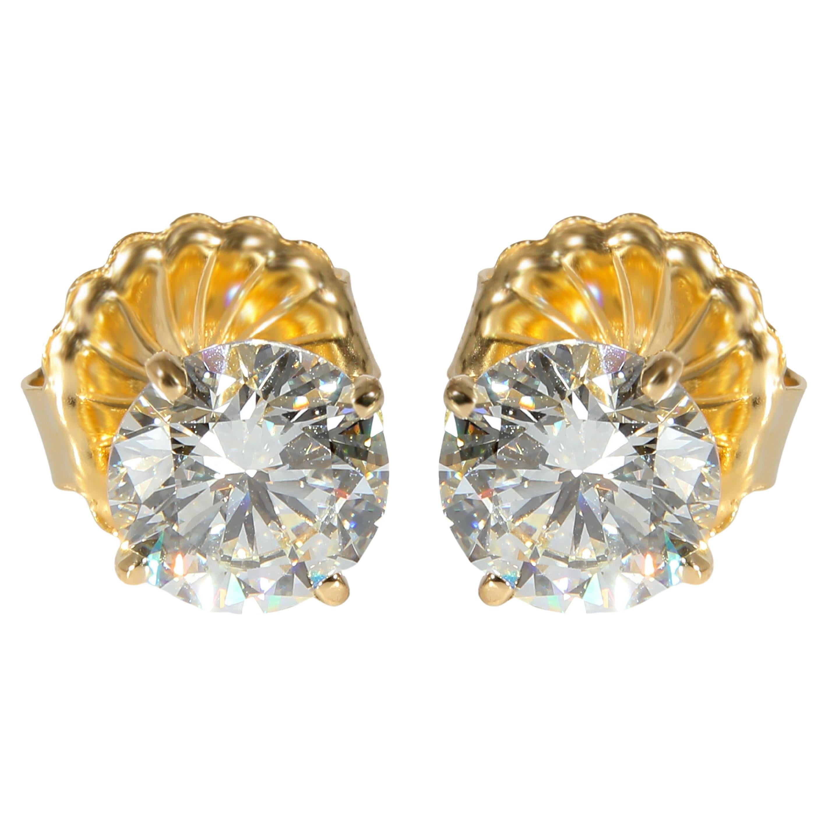 18K Yellow Gold 4 Prong Stud Earrings  3.05 CTW G/SI1