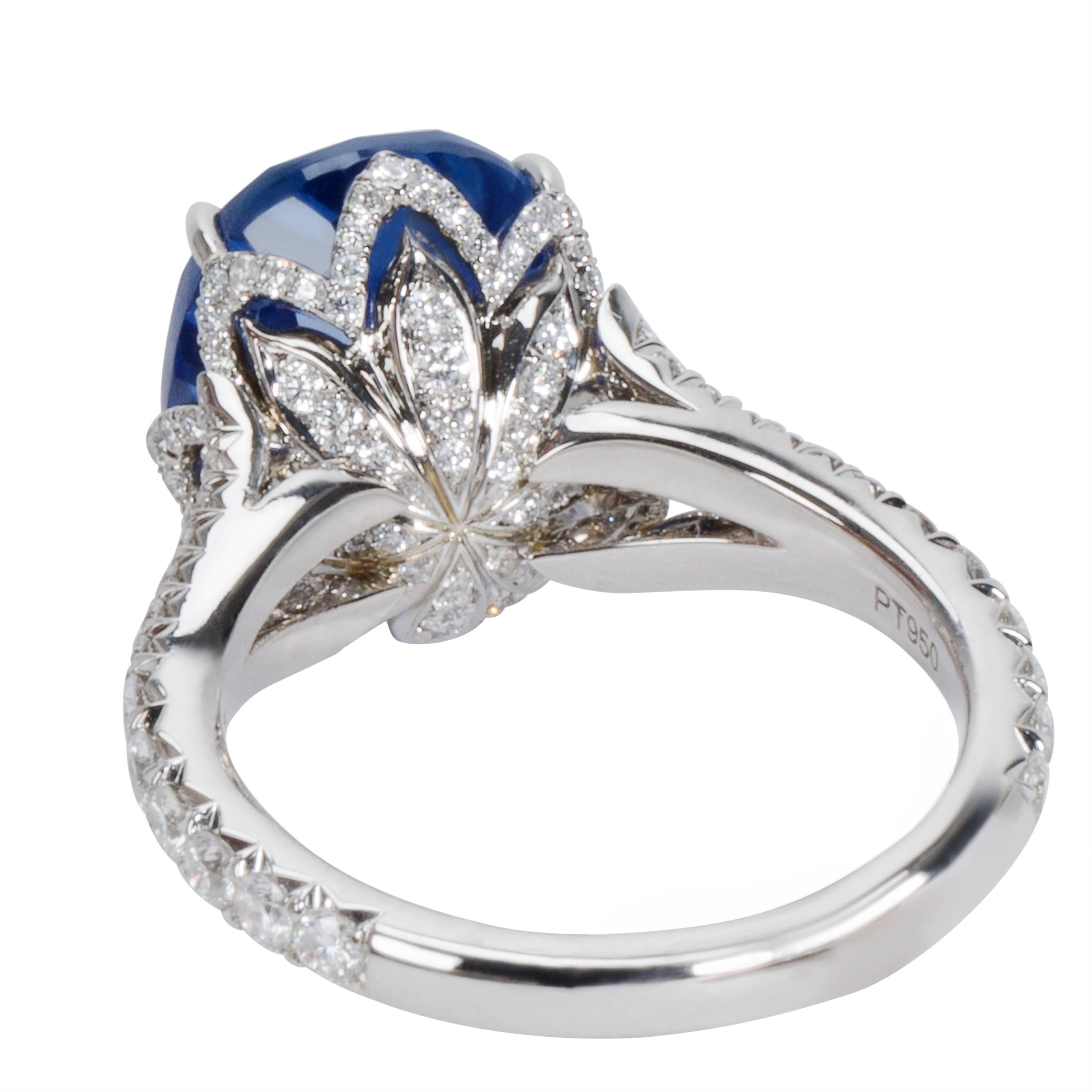 Oval Cut AGL Certified Ceylon Sapphire and Diamond Ring in Platinum (10.43 Carats)