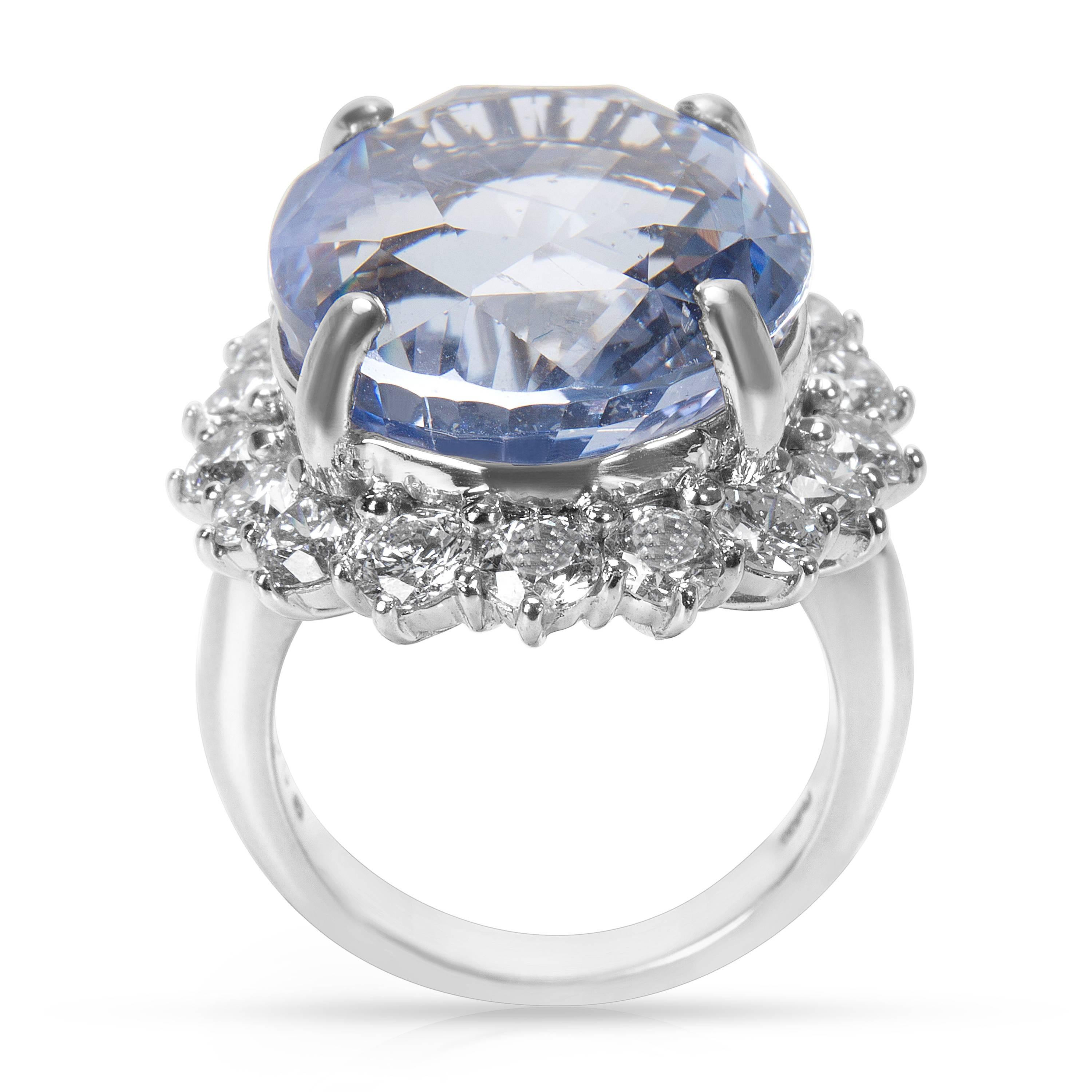 Oval Cut AGL Certified Diamond and Ceylon Blue Oval Sapphire Ring in Platinum, 2.60 Carat