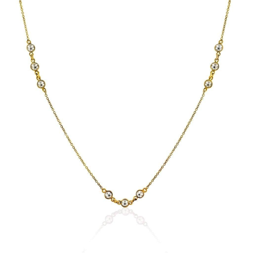 Women's Rock & Divine Spring River Rose Cut Diamond Necklace in 18k Gold F VS2 0.54 Ctw